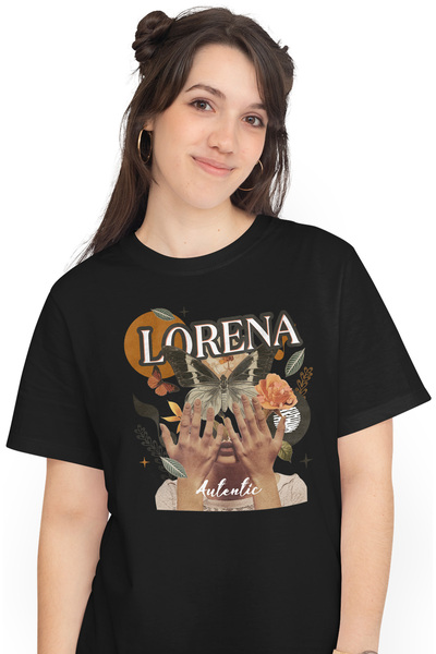 StoryGift Romania Tricou Femei Cu Numele Lorena, Colaj Fata, Fluture, Flori, ...