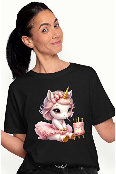 StoryGift Romania Tricou Femei cu un unicorn in rochita, ilustratie, roz, ani...