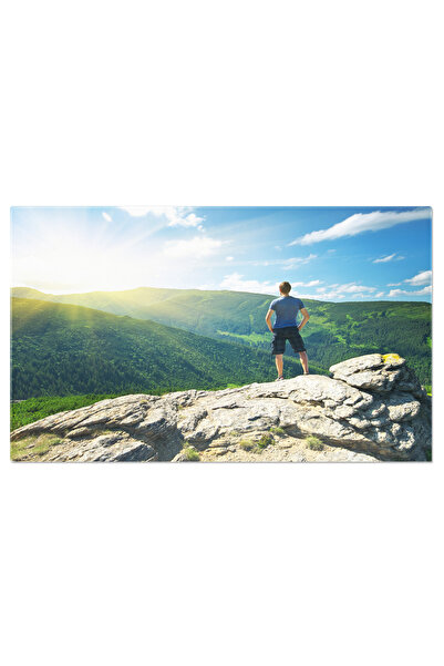 StoryGift Romania Tablou Canvas Om Pe Varful Muntelui, Top, Munte, Putere, Catarare, Soare, Excursie, Hiking 2901