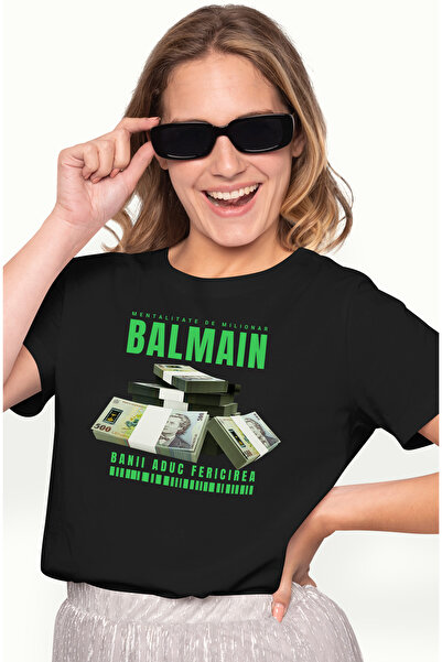 StoryGift Romania Tricou Femei Balmain - Banii Aduc Fericirea, cu imprimeu pe...
