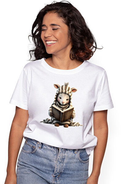 StoryGift Romania Tricou Femei cu un ied care citeste dintr-o carte, ilustrat...