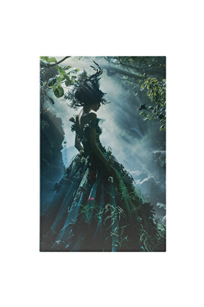 StoryGift Romania Tablou Canvas: Femeie A Naturii Cu Rochie Lungă Verde În Ra...