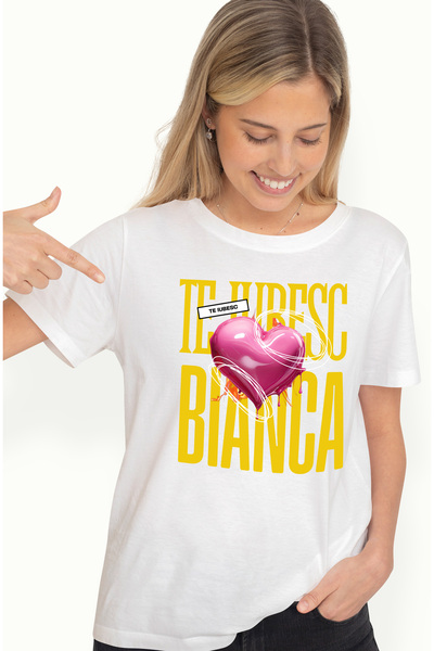 StoryGift Romania Tricou Femei Te Iubesc Bianca, Dragoste, Inima, Iubire, Sfa...