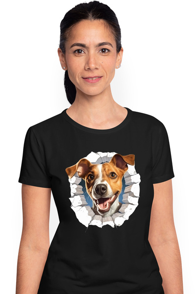 StoryGift Romania Tricou Femei Cu Caine, Portret, Spartura, Zid, Zambet, Mult...