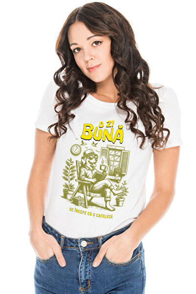 StoryGift Romania Tricou Femei Caine relaxandu-se si citind mesaj haios O ZI ...