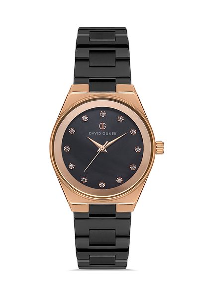 DAVID GUNER Rose Black Coated Black Dial Women's Wristwatch Dg-8372La-R2