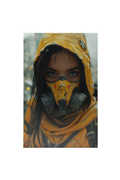 StoryGift Romania Tablou Canvas: Femeia În Costum Chimic Galben Cu Mască De G...