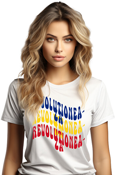 StoryGift Romania Tricou Femei Cuvantul Revolutioneaza, in Culorile Steagului...