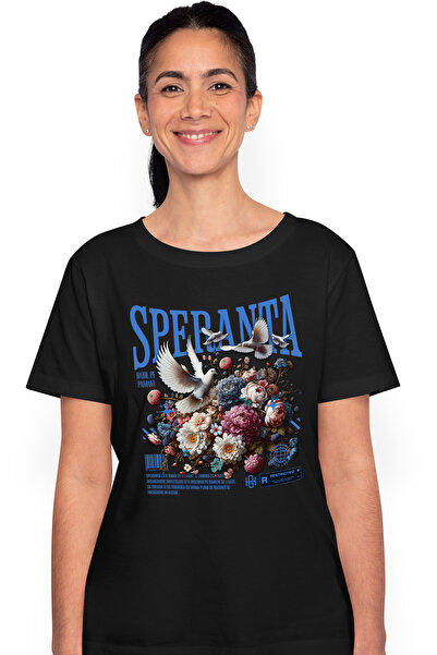 StoryGift Romania Tricou Femei Speranta - Flori si Porumbei, cu imprimeu pe F...