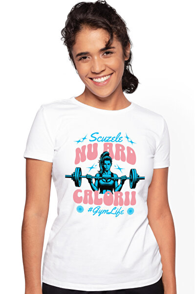 StoryGift Romania Tricou Femei Scuzele Nu Ard Calorii #GymLife, cu imprimeu p...