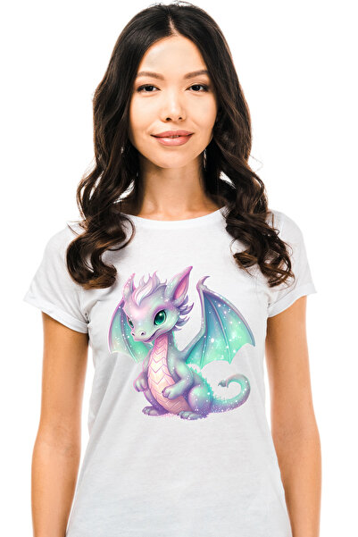 StoryGift Romania Tricou Femei cu un pui de dragon jucaus, ilustratie, corp s...