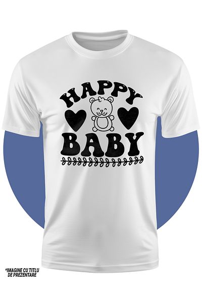 StoryGift Romania Tricou Copii Pentru Parintii Care Au Un Copil Mic Cu Mesajul In Engleza "happy Baby" Feric