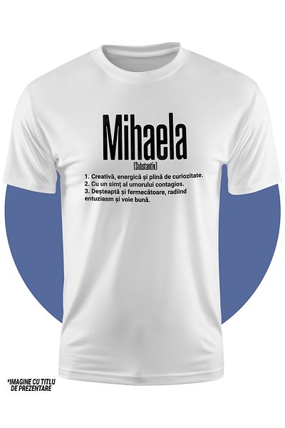 StoryGift Romania Tricou Copii Fete Cu Numele Mihaela, Si Mesaj Motivational, Creativa, Desteapta, Curioasa,
