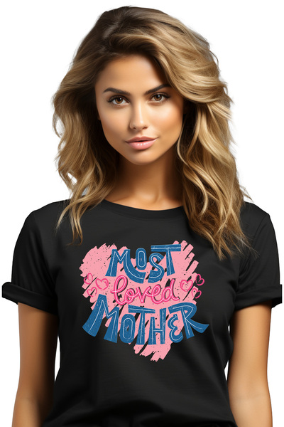 StoryGift Romania Tricou Femei Cu Text In Engleza Most Loved mother, Familie, Mama Super Erou, Mul BLK_L