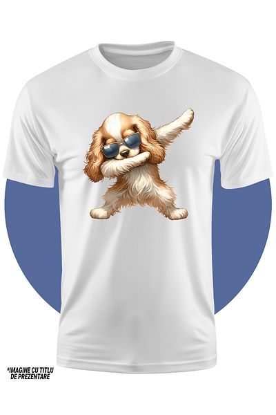 StoryGift Romania Tricou Copii Cu Un Catel Blanos Cu Ochelari Care Danseaza, Ilustratie, Pentru Iubitorii De