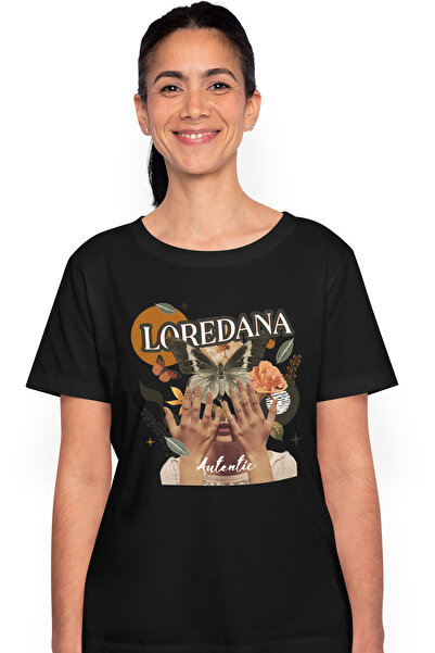 StoryGift Romania Tricou Femei Cu Numele Loredana, Colaj Fata, Fluture, Flori...