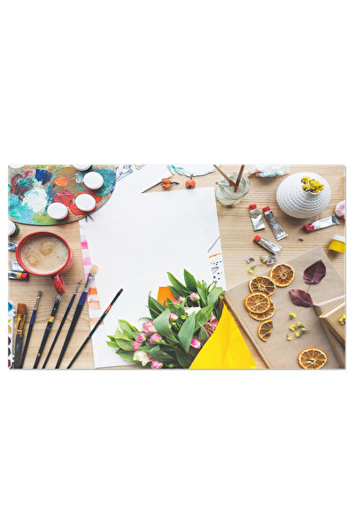 StoryGift Romania Tablou Canvas - Artistic Cu Cafea, Pensule De Pictura Si El...