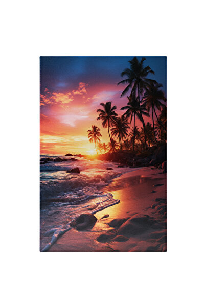 StoryGift Romania Tablou Canvas: Palmieri Și Plajă De Nisip La Ocean- Peisaje...