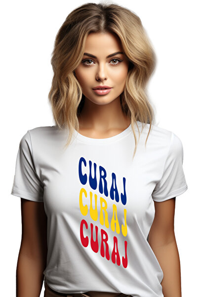 StoryGift Romania Tricou Femei Cuvantul Curaj, in Culorile Steagului Romaniei...