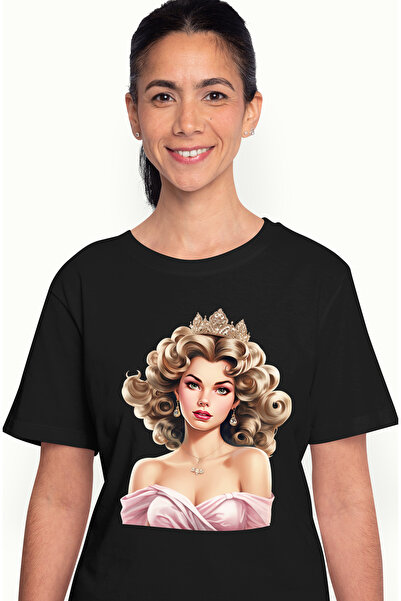 StoryGift Romania Tricou Femei cu o fata frumoasa, ilustratie, coroana regala...