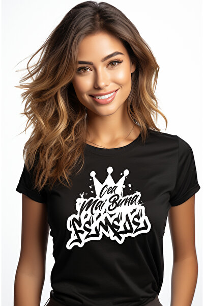 StoryGift Romania Tricou Femei Pentru Cea Mai Buna Femeie, Apreciere, Cadou, Rasplata, Multumire, BLK_L