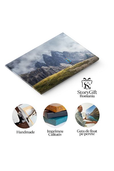 StoryGift Romania Tablou Canvas: Pe Drumul Muntelui - Peisaj Montan, Fata, Rasarit, Padure, Calatorie