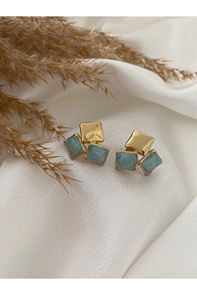 stainless steell Renkli Kare Çelik Küpe