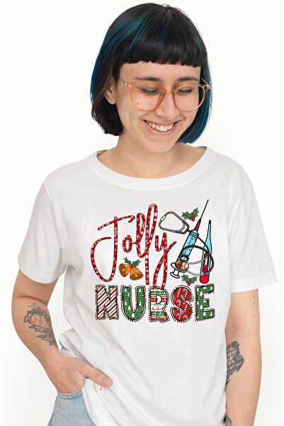 StoryGift Romania Tricou Femei cu instrumente medicale cu mesajul "Jolly Nurs...