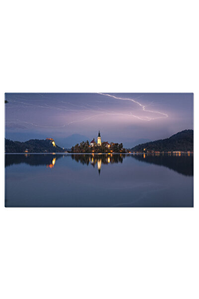 StoryGift Romania Tablou Canvas Vedere Nocturna Uimitoare A Destinatiei Turis...