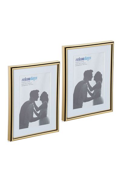 Relaxdays Set of 2 picture frames, dimensions 15 x 20 cm, gold, Relaxdays