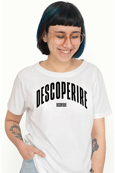 StoryGift Romania Tricou Femei Cuvantul Descoperire, Motivational, Self Help, Intelegere de Sine, WHT_L