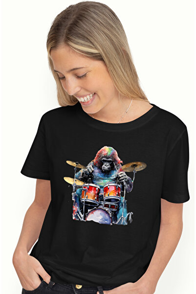 StoryGift Romania Tricou Femei cu un cimpanzeu care bate la tobe, instrument ...