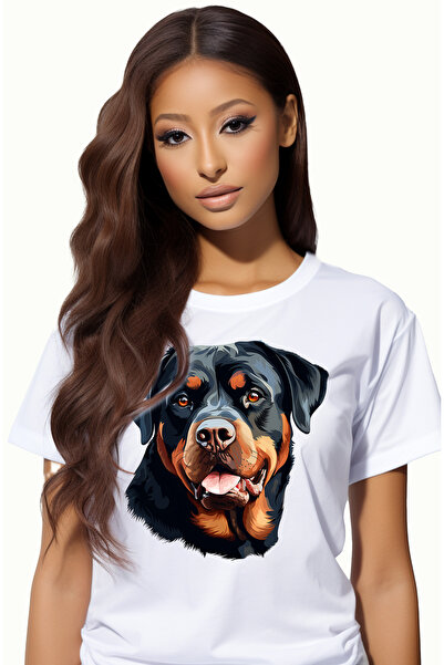 StoryGift Romania Tricou Femei cu un caine vesel, limba scoasa, ilustratie, b...