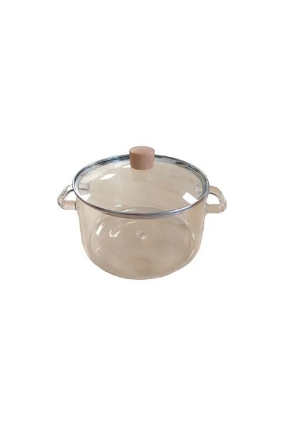 OEM Cratita din sticla borosilicata cu capac, capacitate 3.2 l, manere din sticla