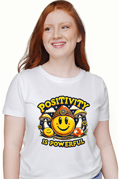 StoryGift Romania Tricou Femei cu un emoji vesel cu mesajul "Positivity is po...