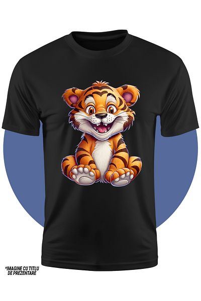StoryGift Romania Children's T-shirt with a cheerful tiger, illustration, crazy, crazy look, wild animal, ju