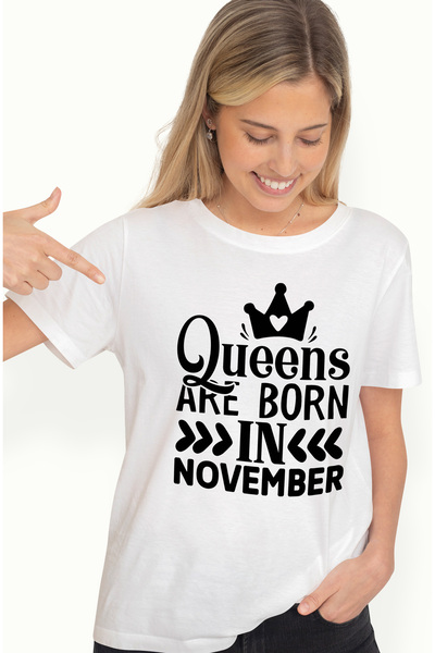 StoryGift Romania Tricou Femei cu mesajul "Reginele sunt nascute in noiembrie...