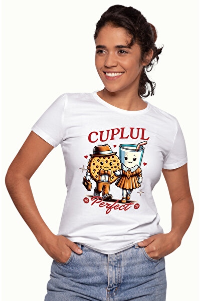 StoryGift Romania Tricou Femei Cuplul Perfect prajitura cu lapte deliciu cu i...