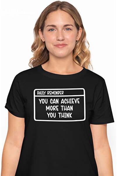StoryGift Romania Tricou Femei cu mesaj motivational din care reiese ca poti realiza mai mult deca BLK_L