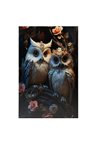 StoryGift Romania Tablou Canvas: Umbrele Din Ascunziș Perechea De Bufnițe Regale Creanga Din Copacul Înflorit Pic