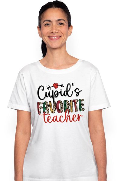 StoryGift Romania Women's T-shirt with the message "Cupid's Favorite teacher", favorite, favorite, teacher, WHT_M