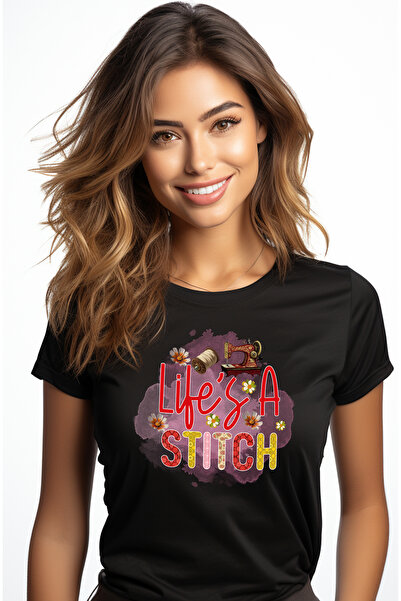StoryGift Romania Tricou Femei cu mesajul "Life's a stitch", profesie, ilustr...