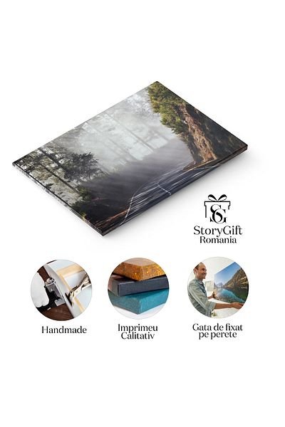 StoryGift Romania Tablou Canvas Drum In Camp De Ceata, Drum, Curba, Padure, Condus, Mister, Natura 3771