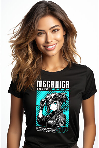 StoryGift Romania Tricou Femei fata cu ochelari de mecanic Mecanica Tokyo. Ur...