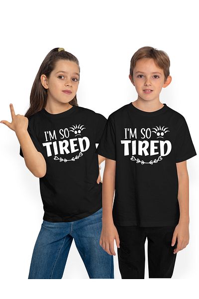 StoryGift Romania Tricou Copii Cu Textul In Engleza "i'm So Tired" - Sunt Atat De Obosit Trist Epuizare 100%