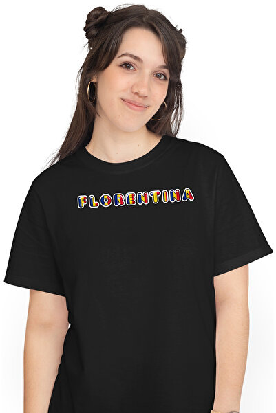 StoryGift Romania Tricou Femei Cu Numele Florentina, Romania, Suporter, Steagul Romaniei, Patriot, BLK_L