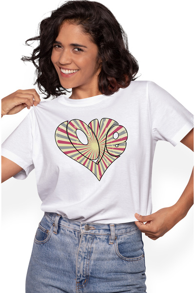 StoryGift Romania Tricou Femei cu mesajul "Love" in forma de inima, soare, ra...