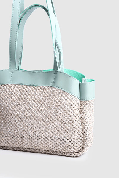 MISS IPEKYOL Hasır Yavru Çantalı Kadın El Kol Ve Omuz Çantası EN:35CM BOY:21CM