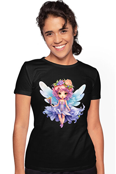 StoryGift Romania Tricou Femei cu o fetita cu aripi de zana, ilustratie, flor...