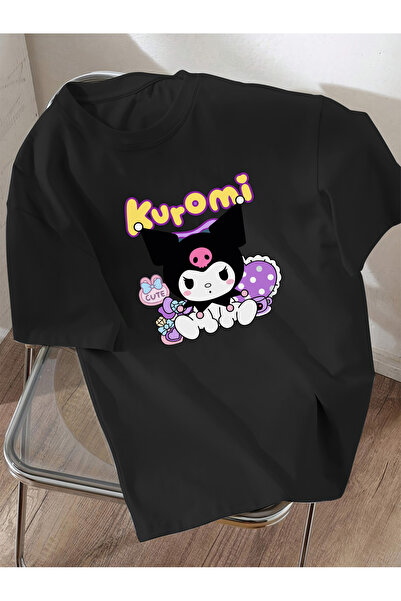 Let's Wear Sarı Lila Kuromi Baskılı Bisiklet Yakalı Kız Çocuklar ve Kadınlar ...